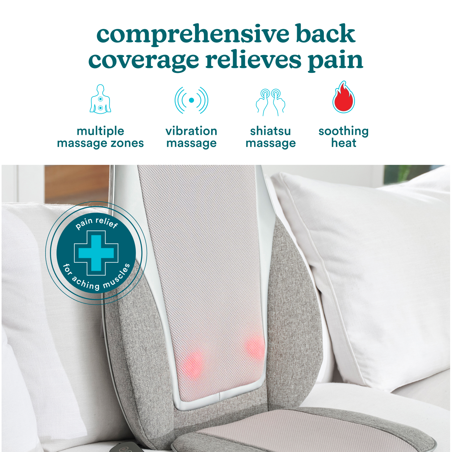 Shiatsu + Kneading & Vibration Massage Cushion with Heat - Image 3